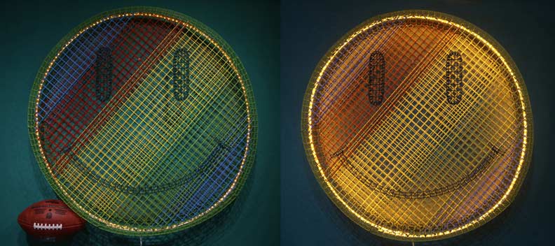 smiley face wall lighting artwork
