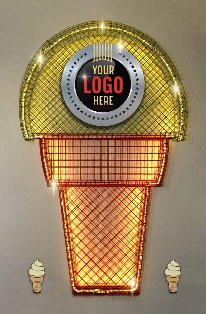 ice cream cone shaped wall artwork